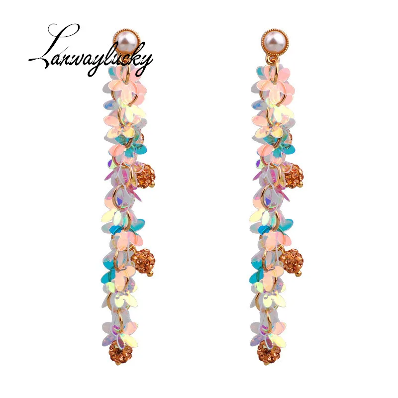 12pairs/lot 1.5X8.5CM Fashion Sequin Long Drop Earrings Women Statement Earrings Jewelry Charm Gift Bohemia Style Flower Eardrop
12pairs/lot 1.5X8.5CM Fashion Sequin Long Drop Earrings Women Statement Earrings Jewelry Charm Gift Bohemia Style Flower Eardrop
