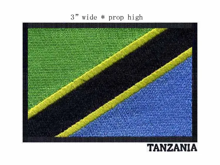 Флаг с вышивкой из Танзании железная нашивка черная рамка 3 дюйма широкая детская