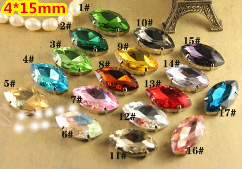 21Colors for Choice,4*15mm 240pcs/Lot Horse Eye Crystal With Claw Setting Sewing Glass Crystals stone for dress,jewelry
21Colors for Choice,4*15mm 240pcs/Lot Horse Eye Crystal With Claw Setting Sewing Glass Crystals stone for dress,jewelry