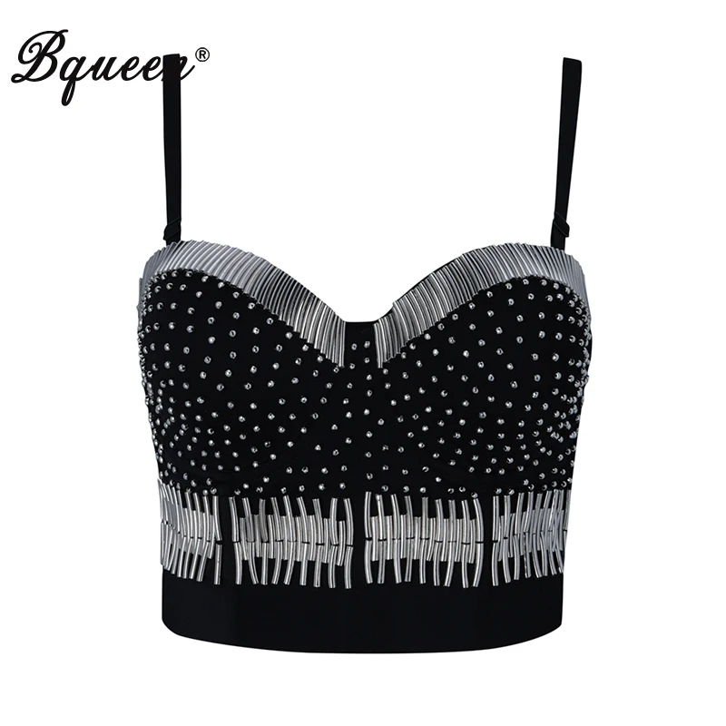 Bqueen Women Crop Top Sexy Sleeveless Deep V BandageTank Top Beading Metal Strips Casual Backless Vest Zipper 2019 New Fashion
Bqueen Women Crop Top Sexy Sleeveless Deep V BandageTank Top Beading Metal Strips Casual Backless Vest Zipper 2019 New Fashion