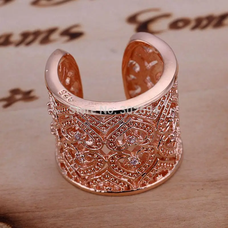 Женское кольцо с фианитом R108 ювелирное изделие цвета розового золота камнями из