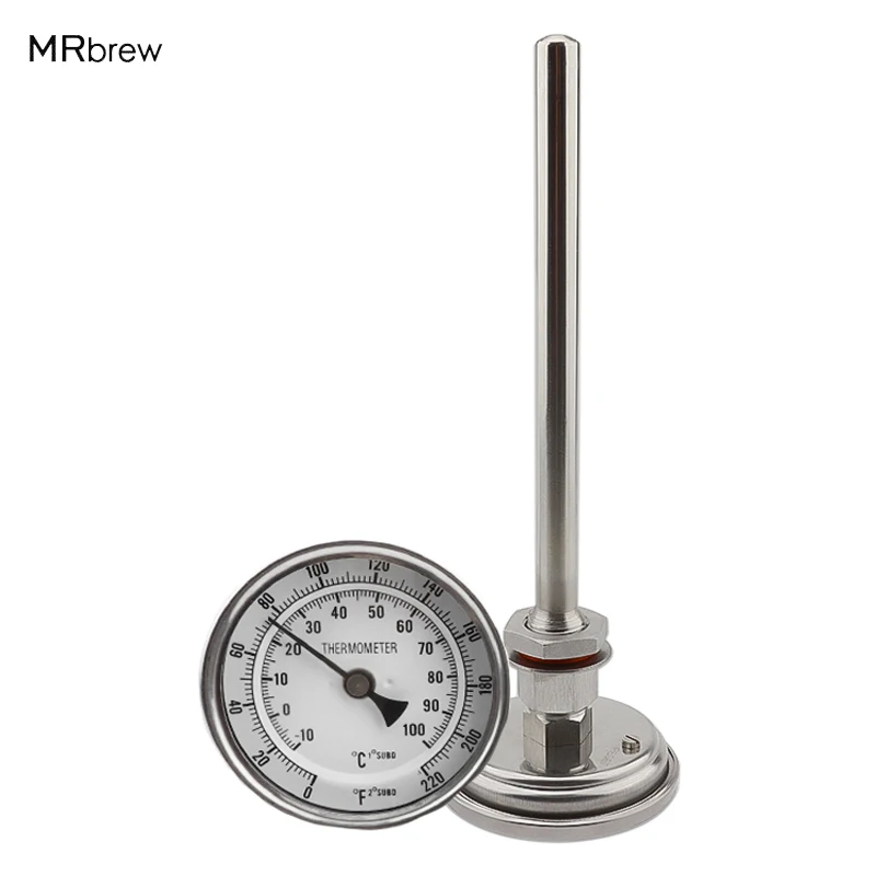 7.5"L Kettle Thermowell +3"Face & 2"Probe Thermometer Kit, Stainless Steel 304, 1/2"NPT Beer Brewing Thermometer
7.5"L Kettle Thermowell +3"Face & 2"Probe Thermometer Kit, Stainless Steel 304, 1/2"NPT Beer Brewing Thermometer