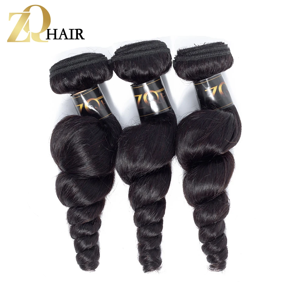 ZQ HAIR 3 Bundles Peruvian Loose Wave Hair 100% Human Weave Non Remy Extension Free Shipping | Шиньоны и парики