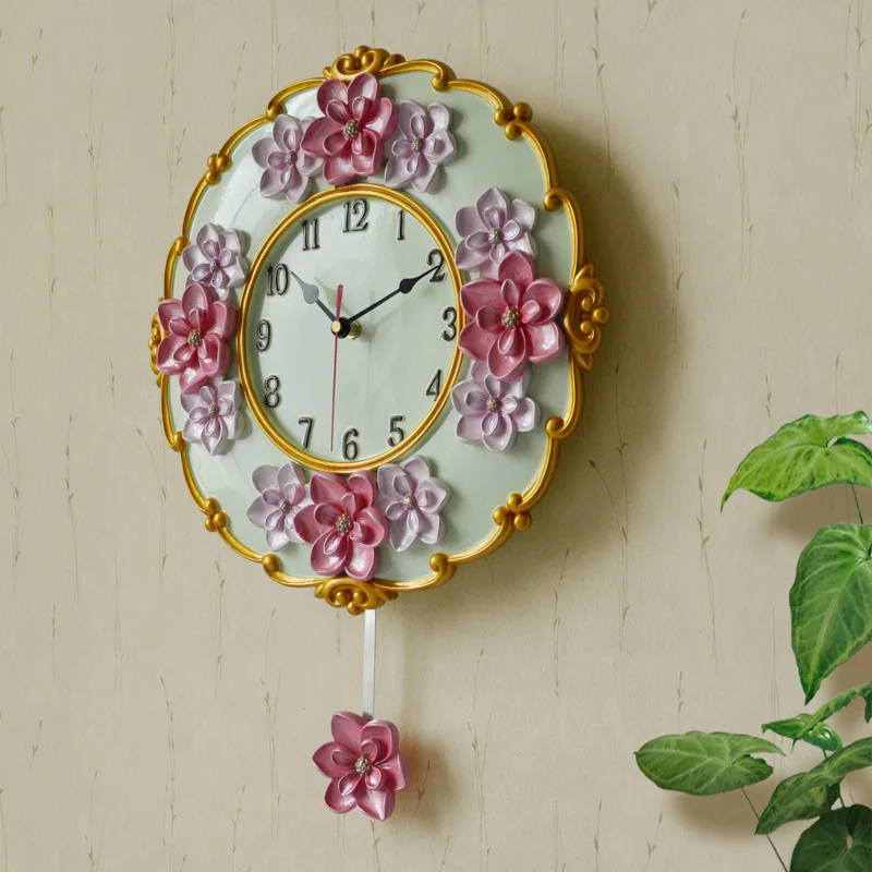 A family of European style wall clock pendulum resin garden living room bedroom creative fashion quartz watch
A family of European style wall clock pendulum resin garden living room bedroom creative fashion quartz watch
