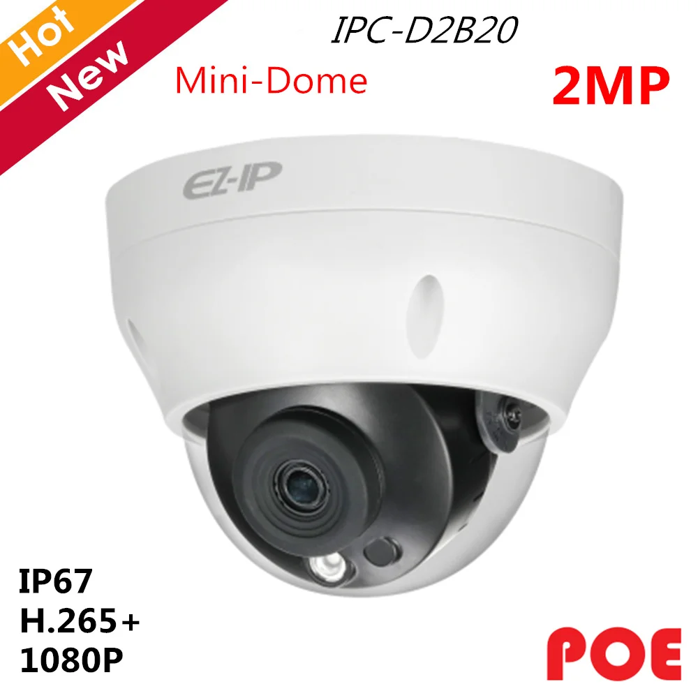 Dahua 2MP EZ-IP сетевая камера IPC-D2B20 ИК Мини купольная ip-камера H.265 + Водонепроницаемая
