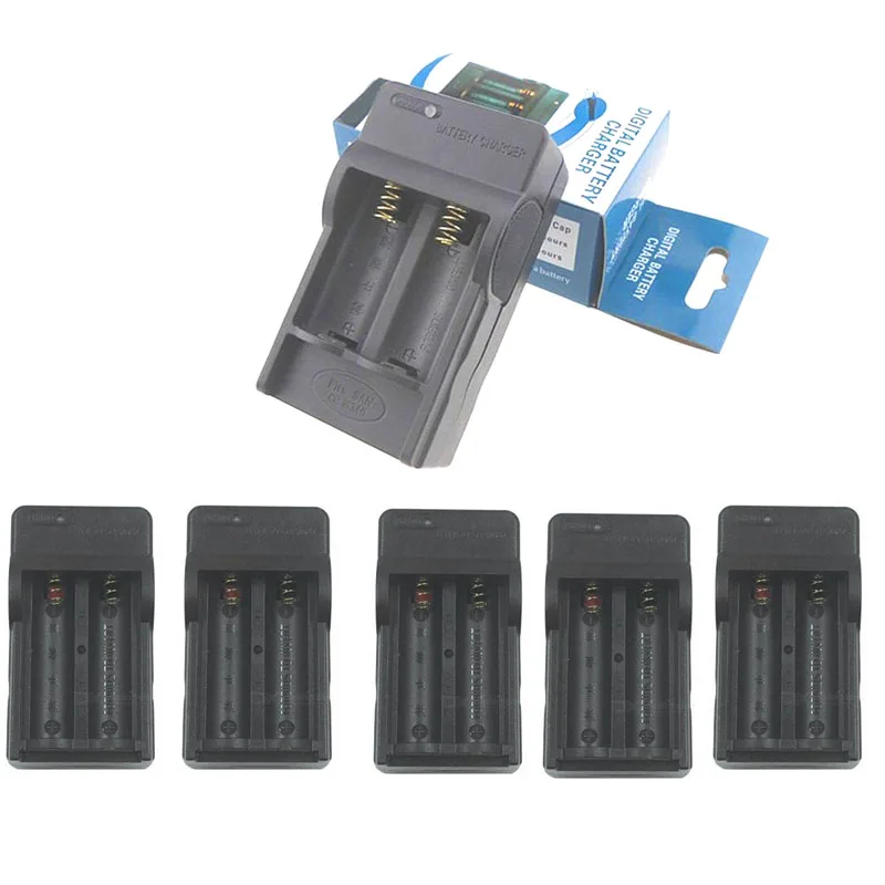 

Wholesale 5pcs AC 100V-240V US Plug DC 4.2V 650mA Dual-Slot 2 Slots Battery Charger for 14500 Rechargable Li-Ion Lithium Battery