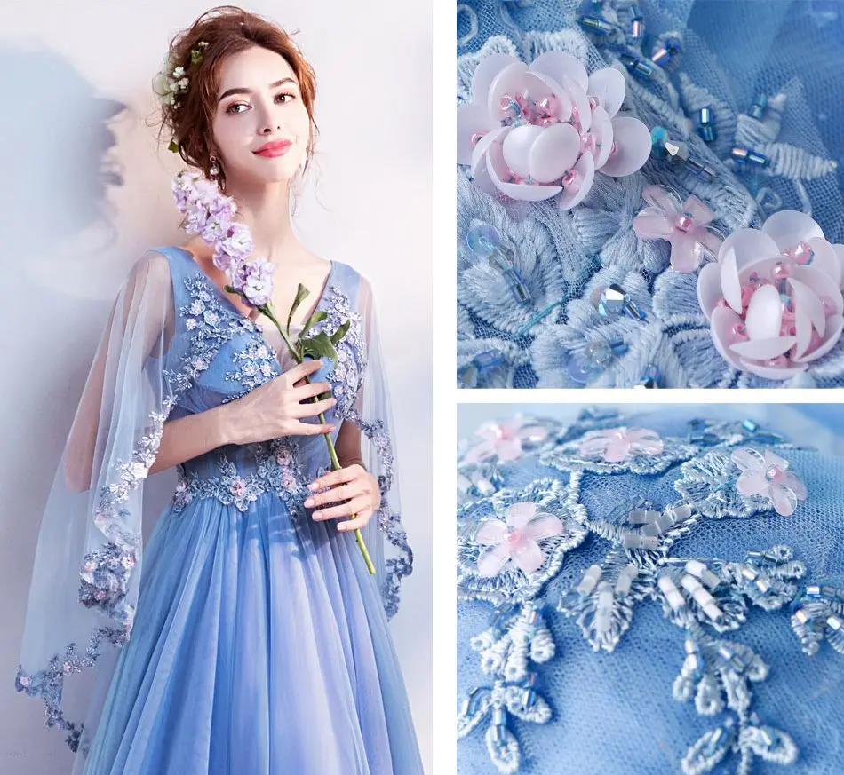 Walk Beside You Blue Evening Dresses with Wrap Tulle Lace Appliques Sequined A-line Sweep Train Prom Gowns 2020 Vestido De Gala
Walk Beside You Blue Evening Dresses with Wrap Tulle Lace Appliques Sequined A-line Sweep Train Prom Gowns 2020 Vestido De Gala