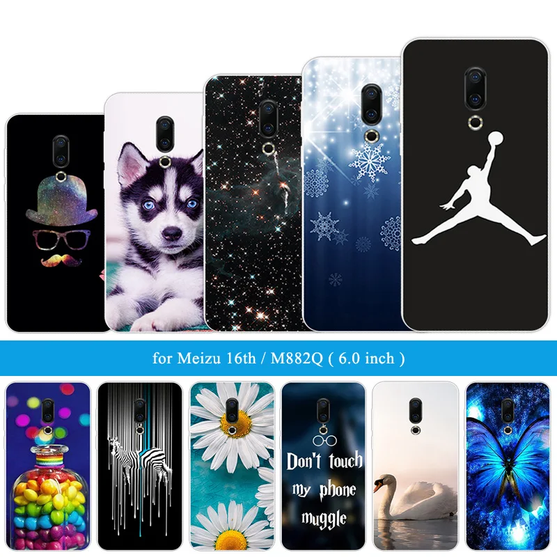 6 0 дюйма для Meizu 16 роскошный черный чехол 16th ультра тонкий силиконовый прозрачный