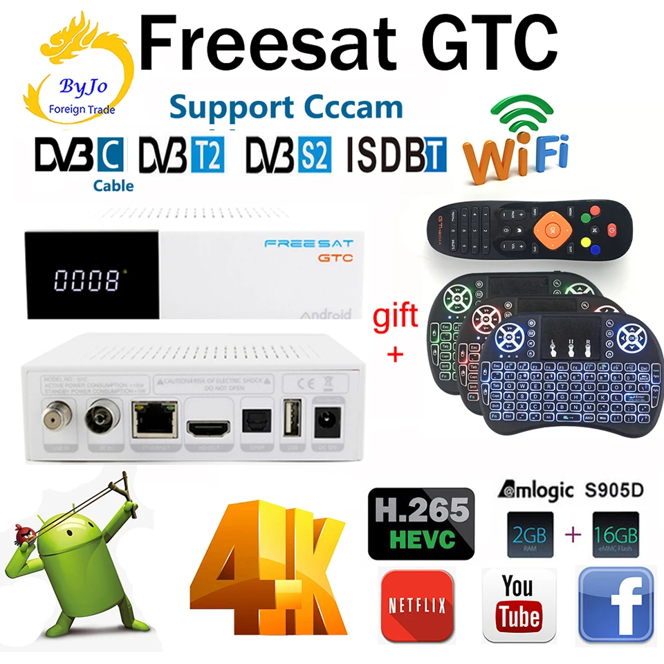 Приемник Freesat GTC для спутниковой связи, фото, телефон, 2 Гб ОЗУ 16 Гб ПЗУ, Wi-Fi 2,4G + BT4.0 Amlogic S905D, ТВ-приставка, android 6,0
Приемник Freesat GTC для спутниковой связи, фото, телефон, 2 Гб ОЗУ 16 Гб ПЗУ, Wi-Fi 2,4G + BT4.0 Amlogic S905D, ТВ-приставка, android 6,0