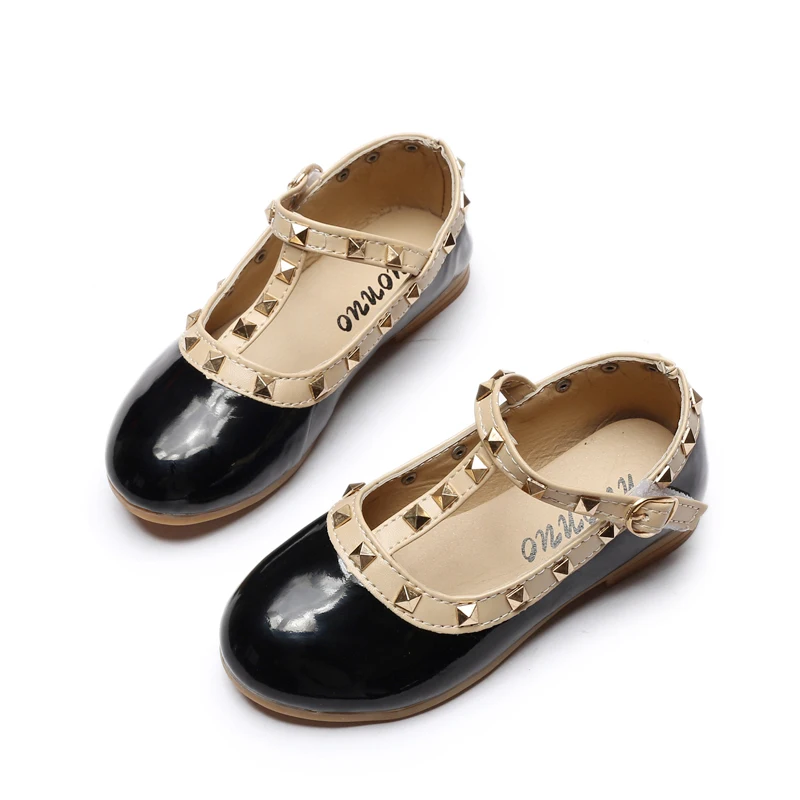 Children Shoes Princess Girls 2018 Hot Sale Kids Sneakers Leather Fashion Flat Rivet Dance |