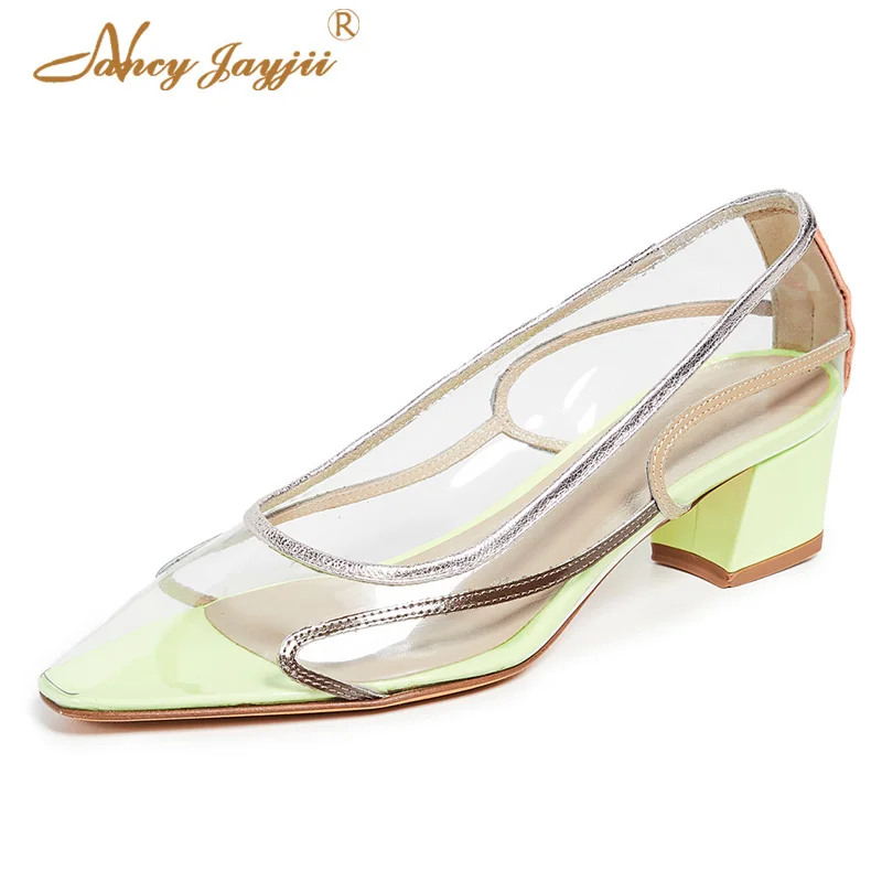 Transparent PVC Clear Green Blue Block Pumps Mid High Square Heels Summer Candy Color Simple Fashion Party Nightclub Women Shoes
Transparent PVC Clear Green Blue Block Pumps Mid High Square Heels Summer Candy Color Simple Fashion Party Nightclub Women Shoes
