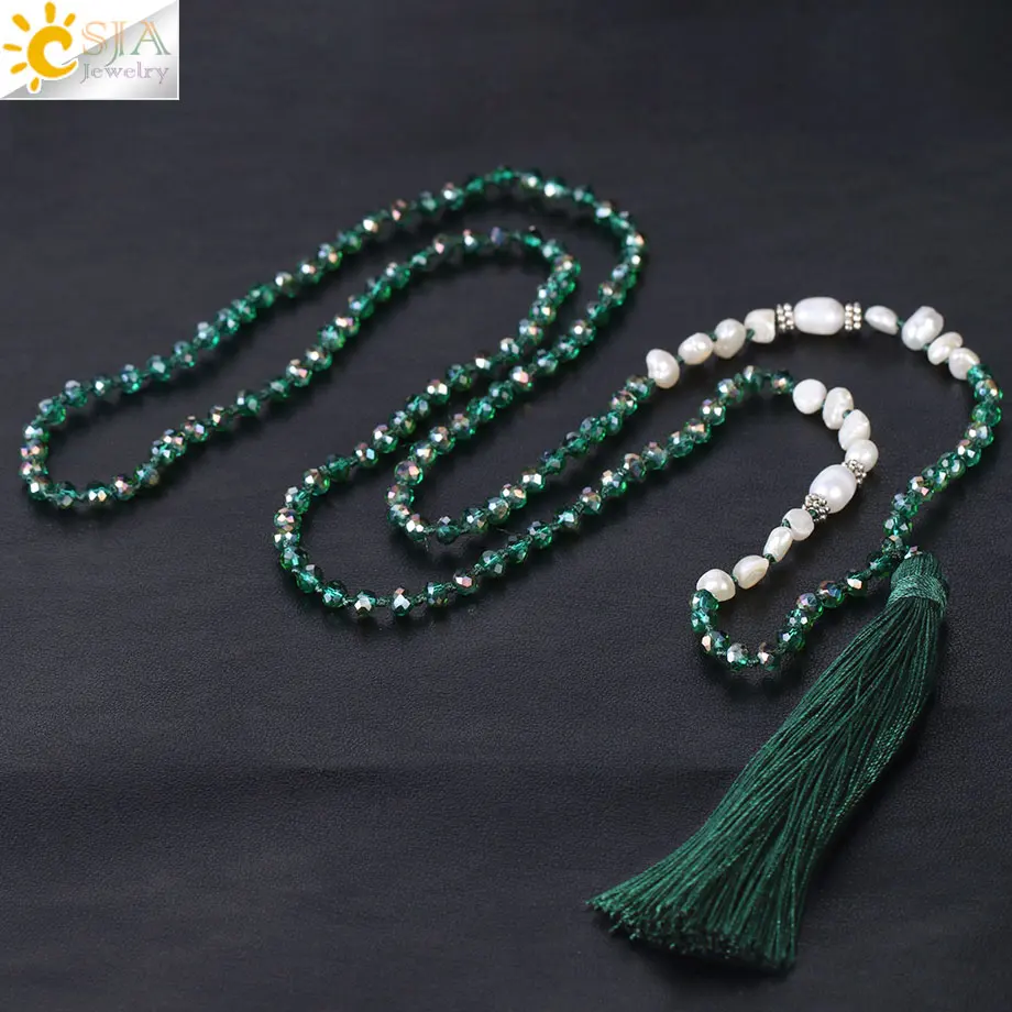Фото CSJA ожерелье с гранеными бусами 4 мм матовое зеленое стекло - купить