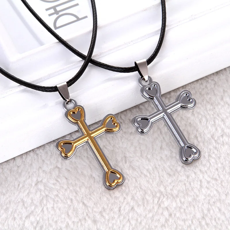 Hot Love Heart Pattern Cross Pendant Necklace Women Men Silver Gold Color Statement Necklaces Pendants Leather Rope Jewelry
Hot Love Heart Pattern Cross Pendant Necklace Women Men Silver Gold Color Statement Necklaces Pendants Leather Rope Jewelry