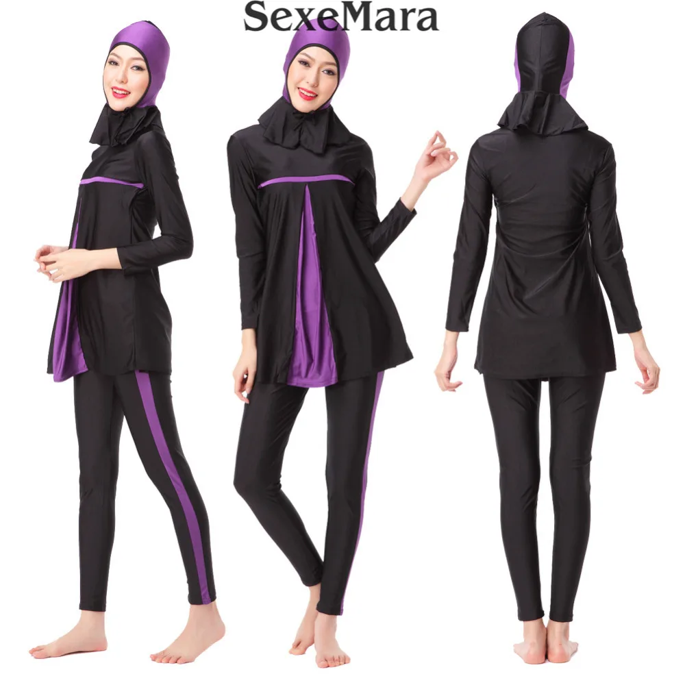 Женский купальный костюм с длинным рукавом Мусульманский купальник длинными
