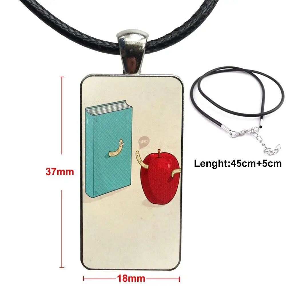 Minimalist Book Love Table Lamp Glass Pendant Necklace Handmade Half Rectangle For Valentine'S Day Gift | Украшения и