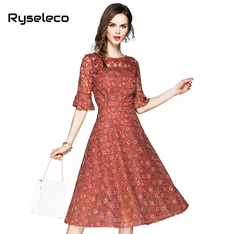 2018 Summer New Women's Lace Dresses Floral Crochet Cutout Flare Midi Vestidos OL Casual Slim Elegant Office Quality Party Dress
2018 Summer New Women's Lace Dresses Floral Crochet Cutout Flare Midi Vestidos OL Casual Slim Elegant Office Quality Party Dress