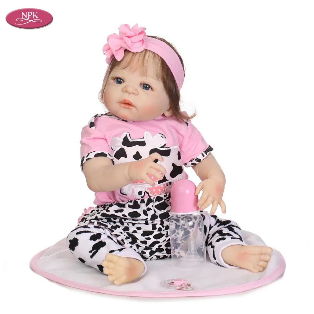 NPK Full Body Silicone Reborn Girl Baby Doll Bath Toy 19inch 46CM Realistic Babies Princess Toddler Dolls Menina Bonecas | Игрушки и