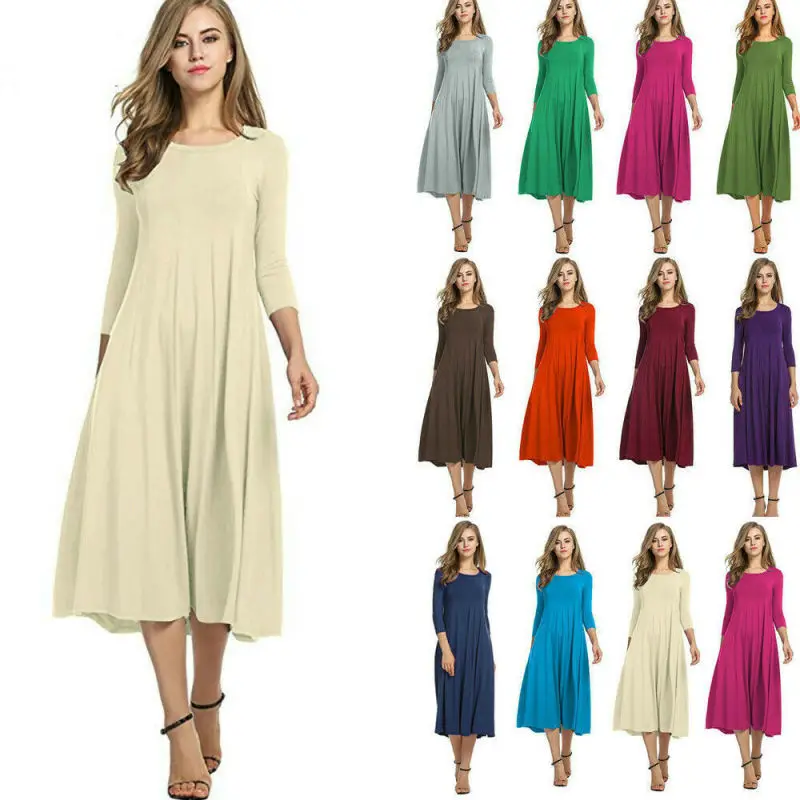Women Long Sleeve Shirt Long Maxi Dress Casual Flared Swing Skater Knee-length Dress
Women Long Sleeve Shirt Long Maxi Dress Casual Flared Swing Skater Knee-length Dress