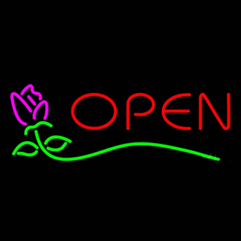 Neon Sign For Open With Organic Leaf - rose Pro Shop Karate Restaurant Window Lights Lamp Bulb | Освещение