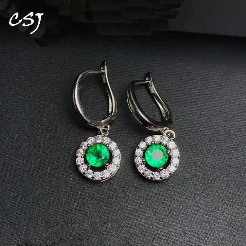 CSJ Natural Columbia Emerald Earrings Real 925 Silver Round 4mm Fine Charm Jewelry for Women Gift
CSJ Natural Columbia Emerald Earrings Real 925 Silver Round 4mm Fine Charm Jewelry for Women Gift