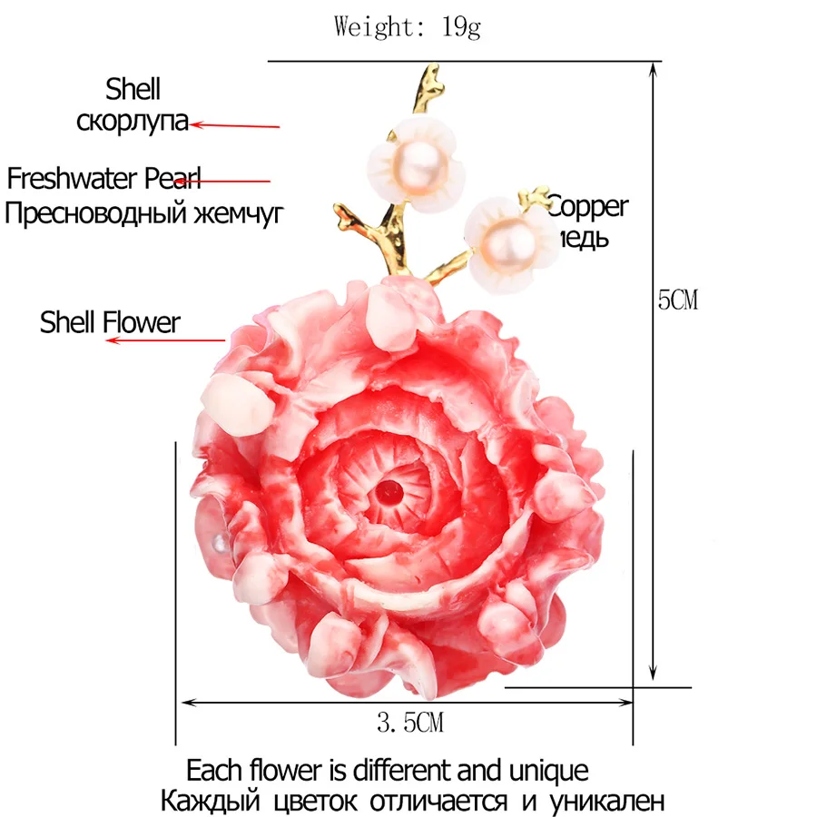 FARLENA Jewelry Pink Shell Powder Peony Flower Brooches pins for Women Dress Elegant Freshwater Pearl Brooch
FARLENA Jewelry Pink Shell Powder Peony Flower Brooches pins for Women Dress Elegant Freshwater Pearl Brooch