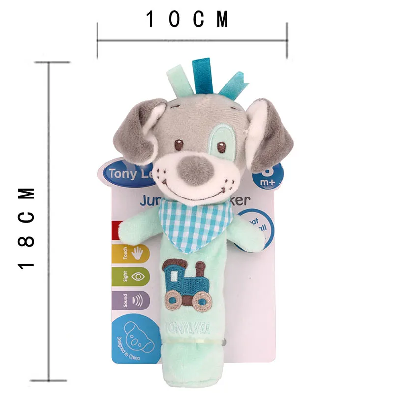 

Hot Selling Baby Adorable Animal Hand Bells Cartoon Soft Plush Rattles Handle Toy for Baby Kids