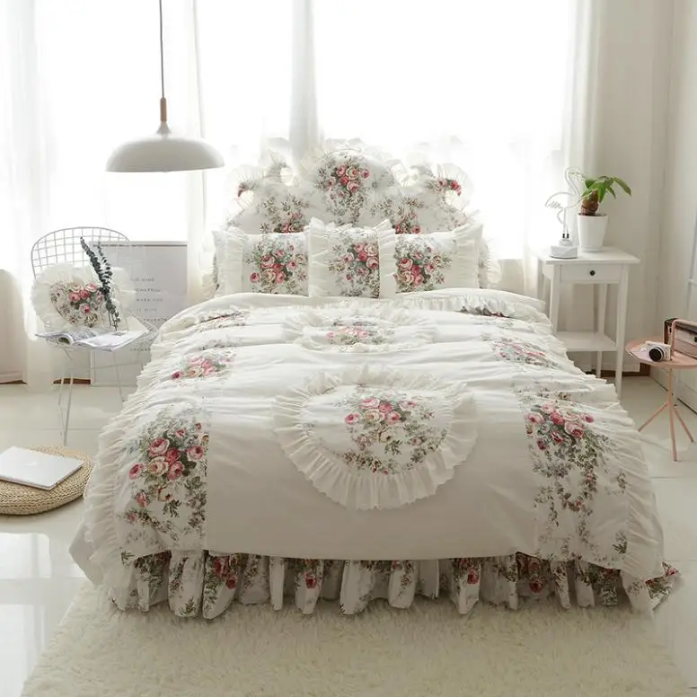 100% Cotton Girls Korean style Bedding Set 4/7Pcs King Queen Twin Size Floral Lotus Leaf Bed skirt set Duvet Cover Pillow shams
100% Cotton Girls Korean style Bedding Set 4/7Pcs King Queen Twin Size Floral Lotus Leaf Bed skirt set Duvet Cover Pillow shams