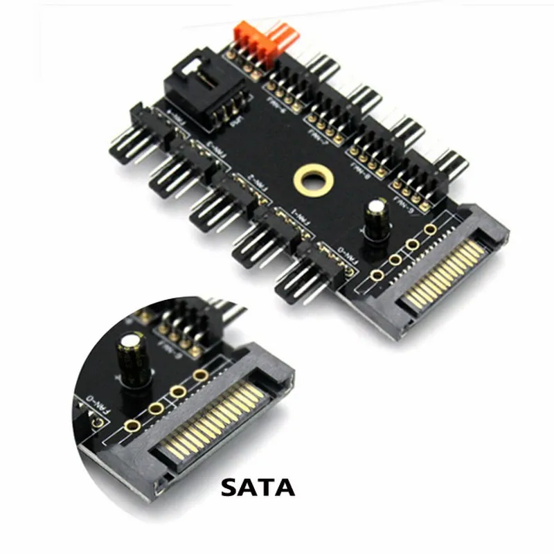 2 Sets Gdstime SATA Power to 10x4P Fan Hub 1-to-10 Channel Hub of 4Pin Chassis Fan with Black PWM Cable Support 10 Road 4 Pin
2 Sets Gdstime SATA Power to 10x4P Fan Hub 1-to-10 Channel Hub of 4Pin Chassis Fan with Black PWM Cable Support 10 Road 4 Pin
