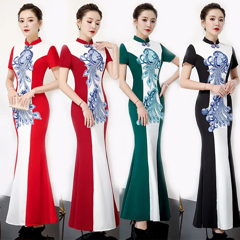 S to 5XL Long Cheongsam Vintage Chinese style Mandarin Collar Dress Womens Spring Short Sleeve Qipao Slim Party Dresses Vestido
S to 5XL Long Cheongsam Vintage Chinese style Mandarin Collar Dress Womens Spring Short Sleeve Qipao Slim Party Dresses Vestido