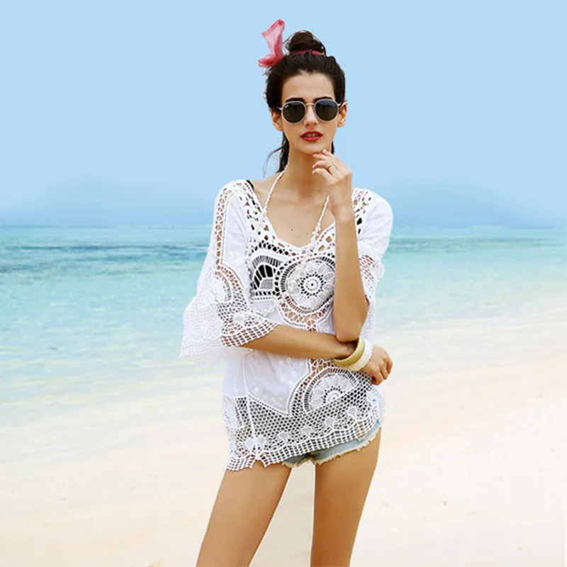 Ladies crochet lace summer beach tops cover up 2018 boho tshirts women o-neck hollow out sexy tshirts short sleeve cotton tees
Ladies crochet lace summer beach tops cover up 2018 boho tshirts women o-neck hollow out sexy tshirts short sleeve cotton tees