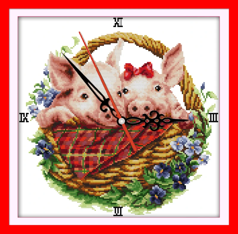 Pig in flower basket cross stitch kit 14ct 11ct count print canvas wall clock stitching embroidery DIY handmade needlework
Pig in flower basket cross stitch kit 14ct 11ct count print canvas wall clock stitching embroidery DIY handmade needlework