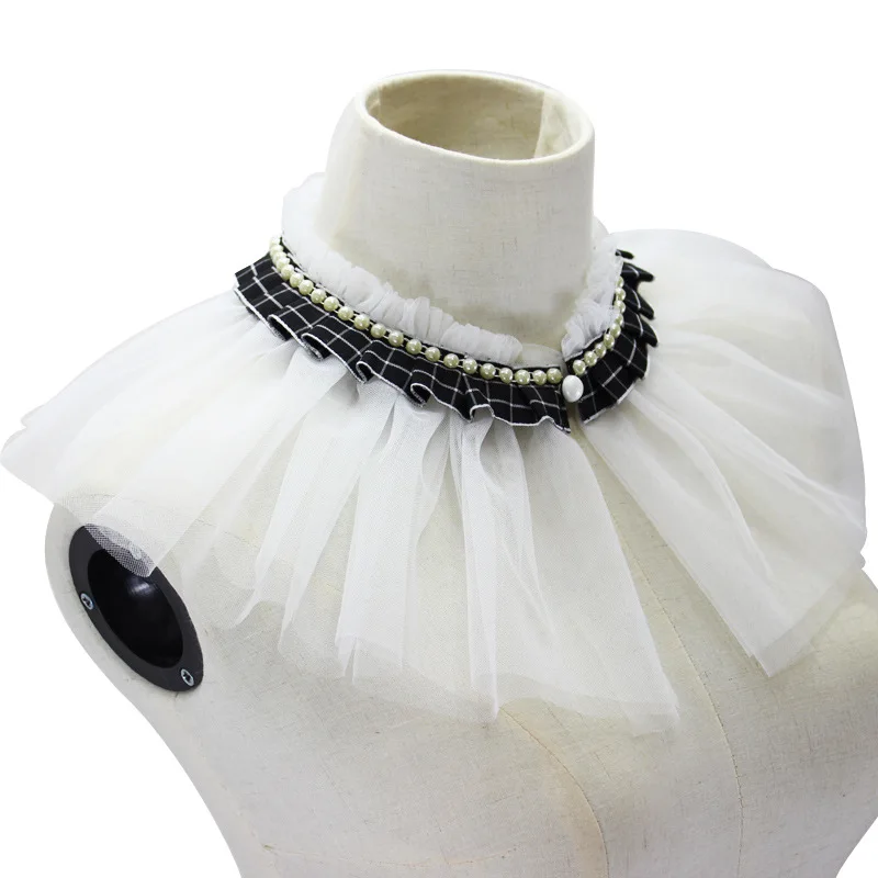 Jaderic 2018 New White Grenadine Shawl False Collar Decorative Plaid Braid Sewed Imitated Pearl Detachable Fold High Collar
Jaderic 2018 New White Grenadine Shawl False Collar Decorative Plaid Braid Sewed Imitated Pearl Detachable Fold High Collar