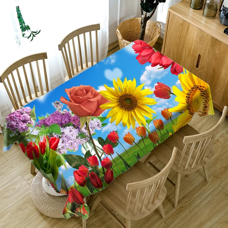 Rural Style Polyester 3d Round Tablecloth Colorful Rose Sunflower Flowers Pattern Thicken Cotton Rectangular Wedding Table cloth
Rural Style Polyester 3d Round Tablecloth Colorful Rose Sunflower Flowers Pattern Thicken Cotton Rectangular Wedding Table cloth