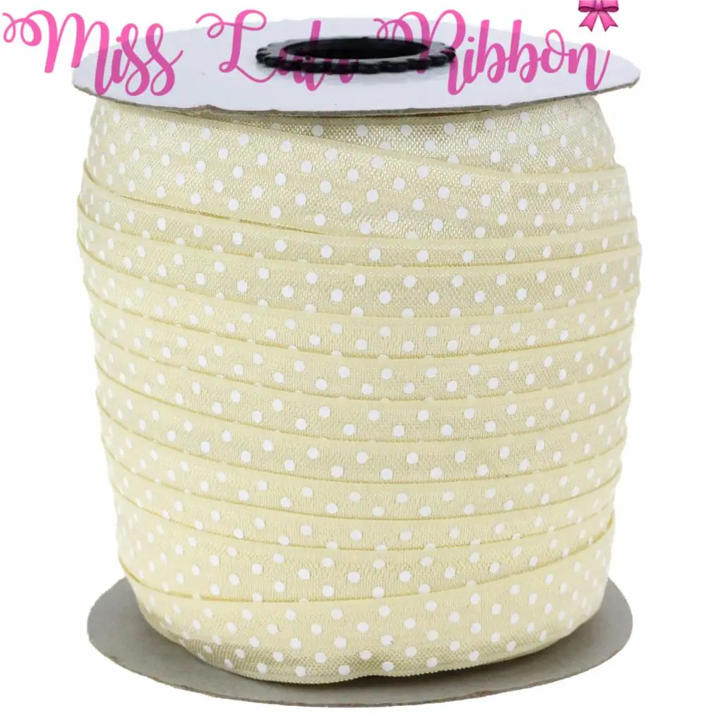 5/8"16mm Ink Printing White Dot Patterns Printed Fold Over Elastic Ribbon Hair Band Making DIY Girly Bowknots 50yards/roll
5/8"16mm Ink Printing White Dot Patterns Printed Fold Over Elastic Ribbon Hair Band Making DIY Girly Bowknots 50yards/roll