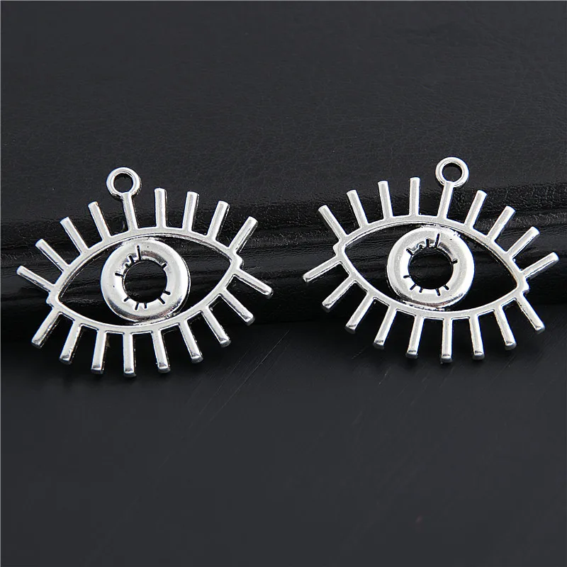 15pcs Silver Color Eye Charm Fit For Religions Style Bracelets Necklace DIY Metal Jewelry Making 26x22mm A3043
15pcs Silver Color Eye Charm Fit For Religions Style Bracelets Necklace DIY Metal Jewelry Making 26x22mm A3043
