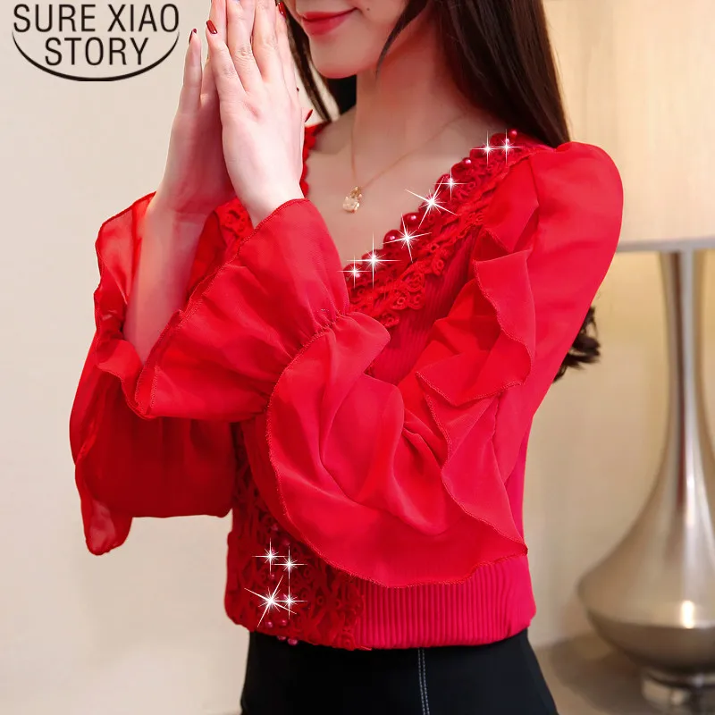 Womens Tops And Blouses Blusas Mujer De Moda 2021 Solid Beading Chiffon Blouse Flare Sleeve V-Neck Long Sleeve Shirts 1973 50
Womens Tops And Blouses Blusas Mujer De Moda 2021 Solid Beading Chiffon Blouse Flare Sleeve V-Neck Long Sleeve Shirts 1973 50