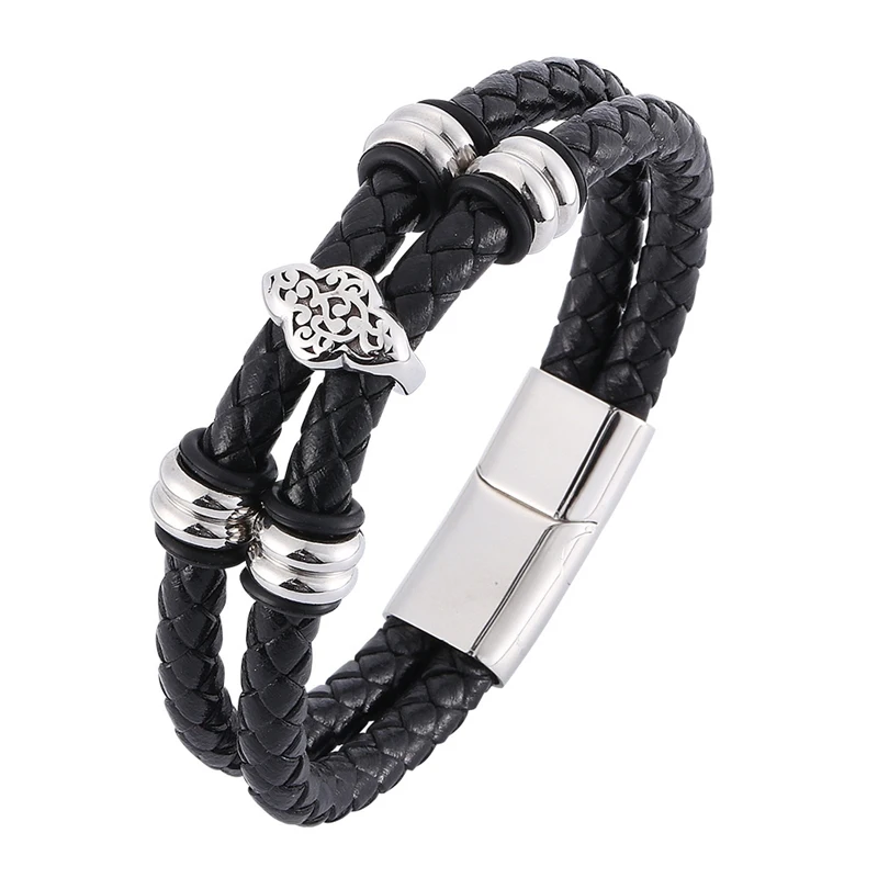 Small Adorn Article Men Bracelet Genuine Leather Bracelet Double Layer Hand Stainless Steel Magnet Clasps Wristband gift BB0331
Small Adorn Article Men Bracelet Genuine Leather Bracelet Double Layer Hand Stainless Steel Magnet Clasps Wristband gift BB0331