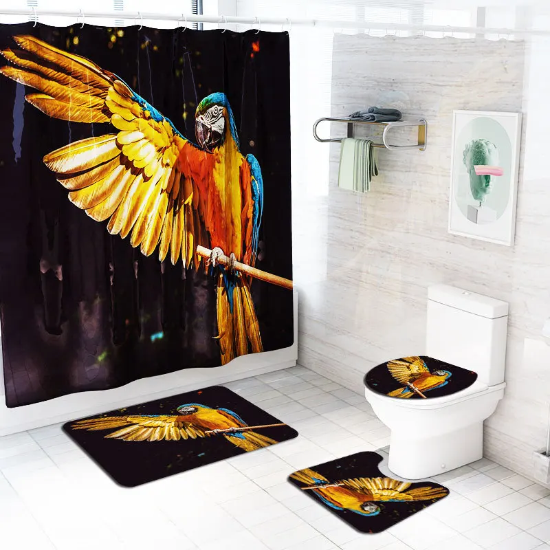 Flamingo Parrot Pattern Shower Curtain Bath Mat Toilet Pad Set Anti-slip Toilet Pattern Carpet Bath Mat 4 piece
Flamingo Parrot Pattern Shower Curtain Bath Mat Toilet Pad Set Anti-slip Toilet Pattern Carpet Bath Mat 4 piece