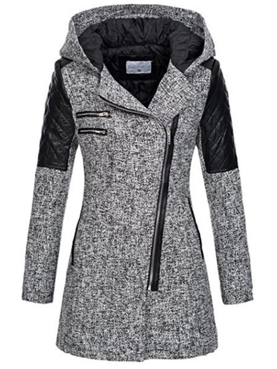 Women Winter Hooded Coat Autumn Zipper Slim Outerwear Fashion Patchwork Black Female Warm Windproof Overcoat Office Lady 2020
Women Winter Hooded Coat Autumn Zipper Slim Outerwear Fashion Patchwork Black Female Warm Windproof Overcoat Office Lady 2020
