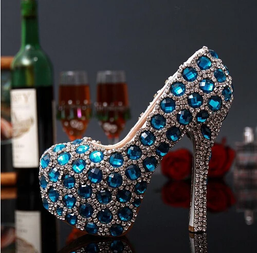 Luxury Designer Shiny Turquoise Crystal High Heel Platform Women Pumps Round Toe Stiletto Heel Glamorous Wedding shoes woman
Luxury Designer Shiny Turquoise Crystal High Heel Platform Women Pumps Round Toe Stiletto Heel Glamorous Wedding shoes woman