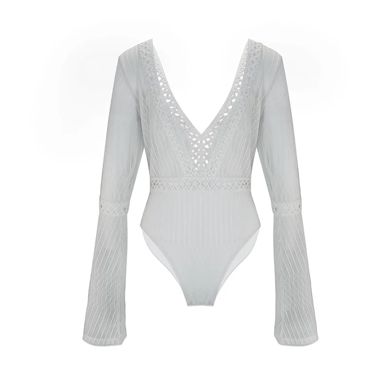 Flare Sleeve White Lace Bodysuits Blouse Nice Vogue Fashion Deep Pv Neck Hollow Out Overalls For Women Beach Bodysuits Femme
Flare Sleeve White Lace Bodysuits Blouse Nice Vogue Fashion Deep Pv Neck Hollow Out Overalls For Women Beach Bodysuits Femme