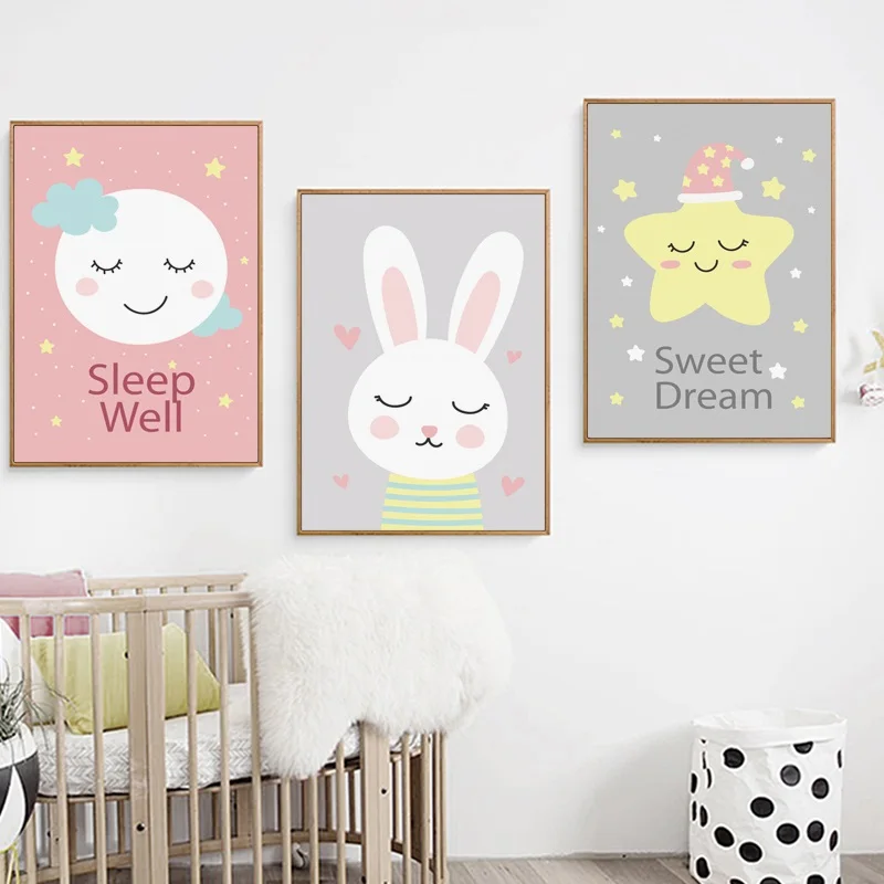 Cute Goodnight Cartoon Moon Star Rabbit Canvas Painting Posters And Prints Baby Room Bedroom Home Art Wall Decoration Pictures
Cute Goodnight Cartoon Moon Star Rabbit Canvas Painting Posters And Prints Baby Room Bedroom Home Art Wall Decoration Pictures