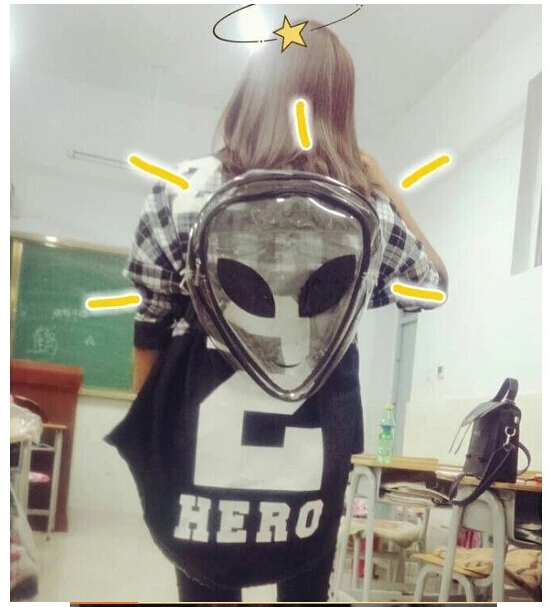 Women Harajuku Bag Backpack 2021 ET Extraterrestrial Face Backpack Cute Japanese Harajuku Schoolbag Girl Transparent Bag pack
Women Harajuku Bag Backpack 2021 ET Extraterrestrial Face Backpack Cute Japanese Harajuku Schoolbag Girl Transparent Bag pack