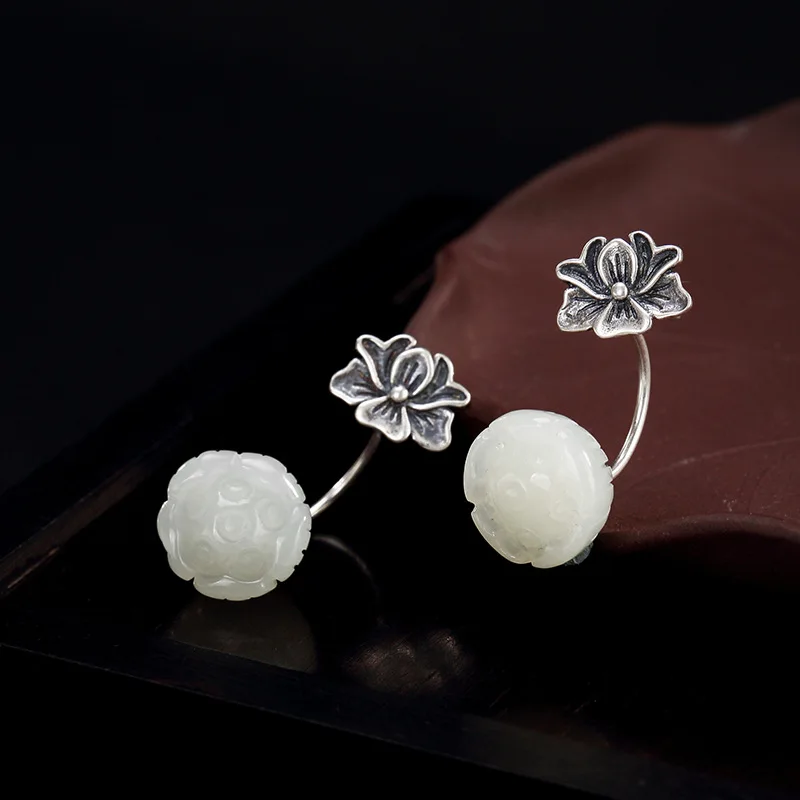 Silver S925 Pure Silver Lotus Natural Natural Field Jade White Jade Lotus Lotus Lady's Ear Earrings
Silver S925 Pure Silver Lotus Natural Natural Field Jade White Jade Lotus Lotus Lady's Ear Earrings