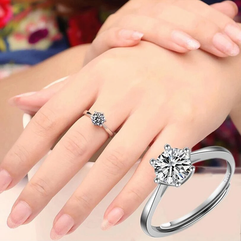 Six Claw Zircon Wedding Rings for Women Resizable Forefinger Ring Engagement Ring Female Silver Color Anel Bijoux Gift
Six Claw Zircon Wedding Rings for Women Resizable Forefinger Ring Engagement Ring Female Silver Color Anel Bijoux Gift