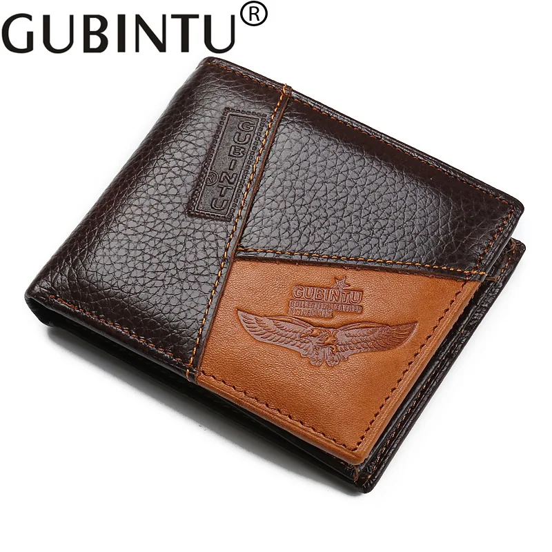 Фото Gubintu натуральная кожа мужской карман для монет Кошельки на молнии Настоящий