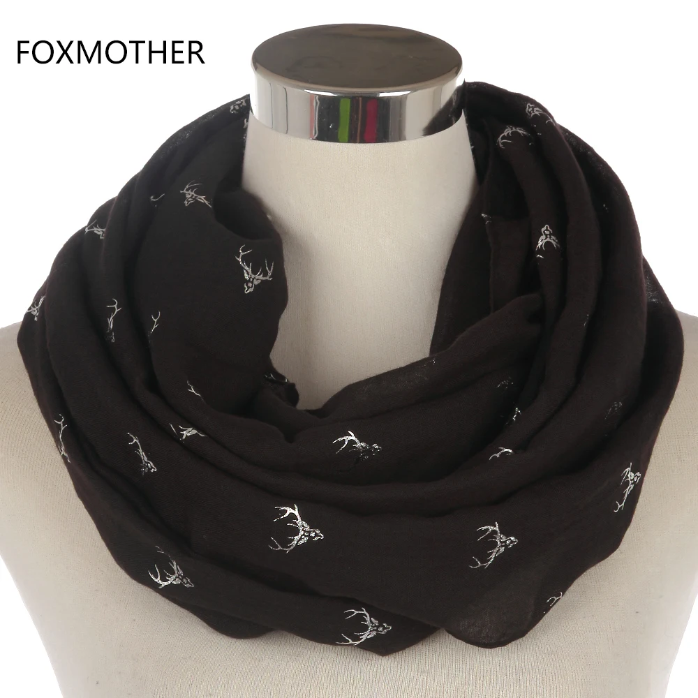 FOXMOTHER New Fashionable Dark Grey Bronzing Silver Moose Deer Stag Head Long Scarf Shawls For Ladies Women Christmas
FOXMOTHER New Fashionable Dark Grey Bronzing Silver Moose Deer Stag Head Long Scarf Shawls For Ladies Women Christmas