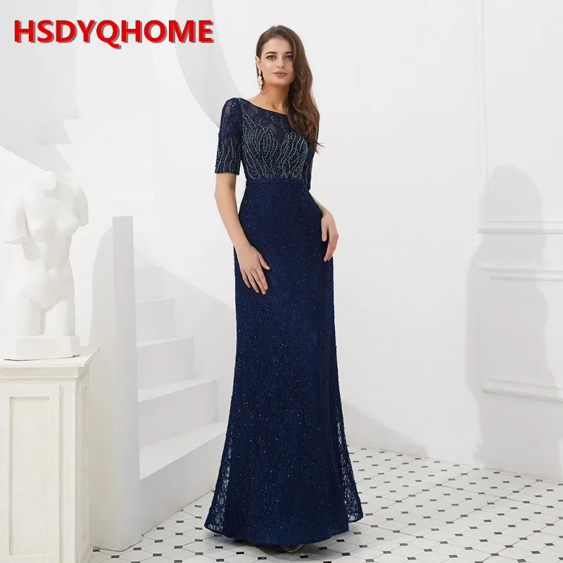 HSDYQHOME Amazing Navy Blue Mermaid Evening Drsss Illusion Mesh Short Sleeve Floor-length Women Party Gown
HSDYQHOME Amazing Navy Blue Mermaid Evening Drsss Illusion Mesh Short Sleeve Floor-length Women Party Gown