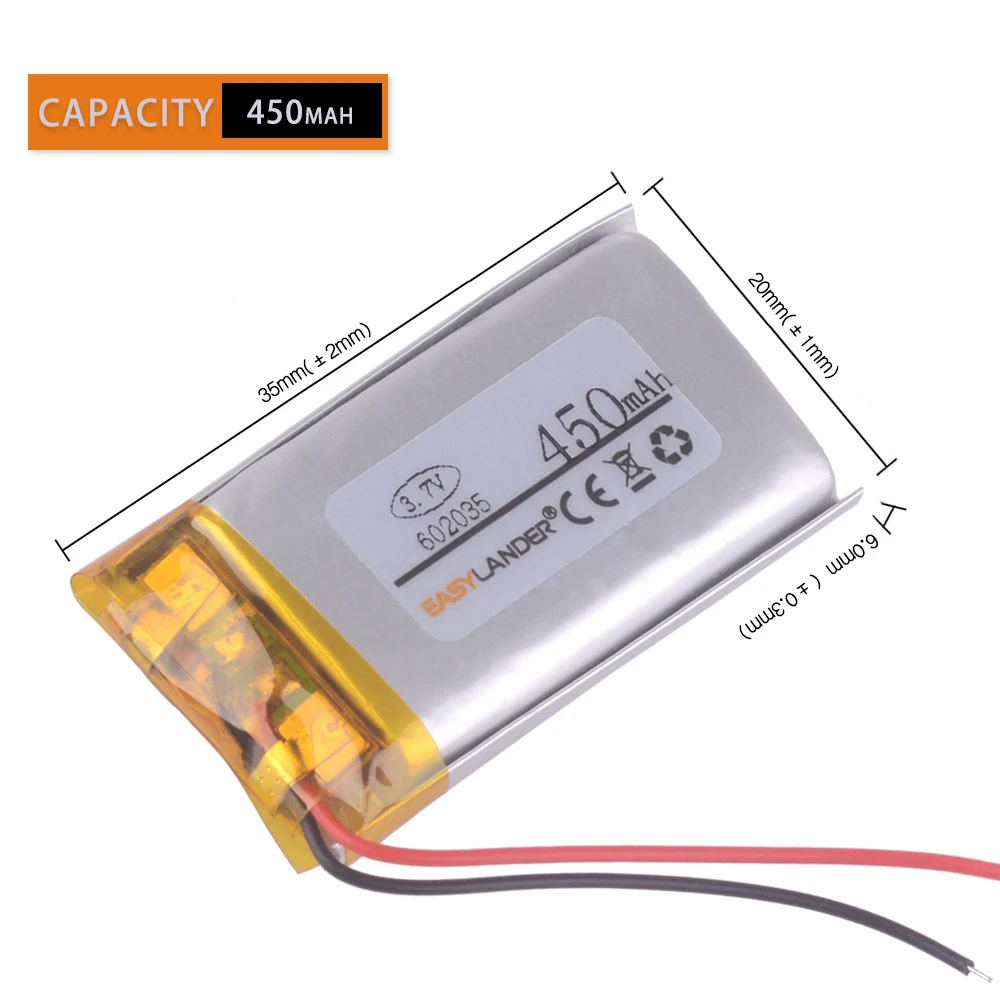 3pcs/Lot 3.7V lithium polymer battery 3.7v 602035, 450mAh Handheld GPS Navigator Lithium Battery
3pcs/Lot 3.7V lithium polymer battery 3.7v 602035, 450mAh Handheld GPS Navigator Lithium Battery