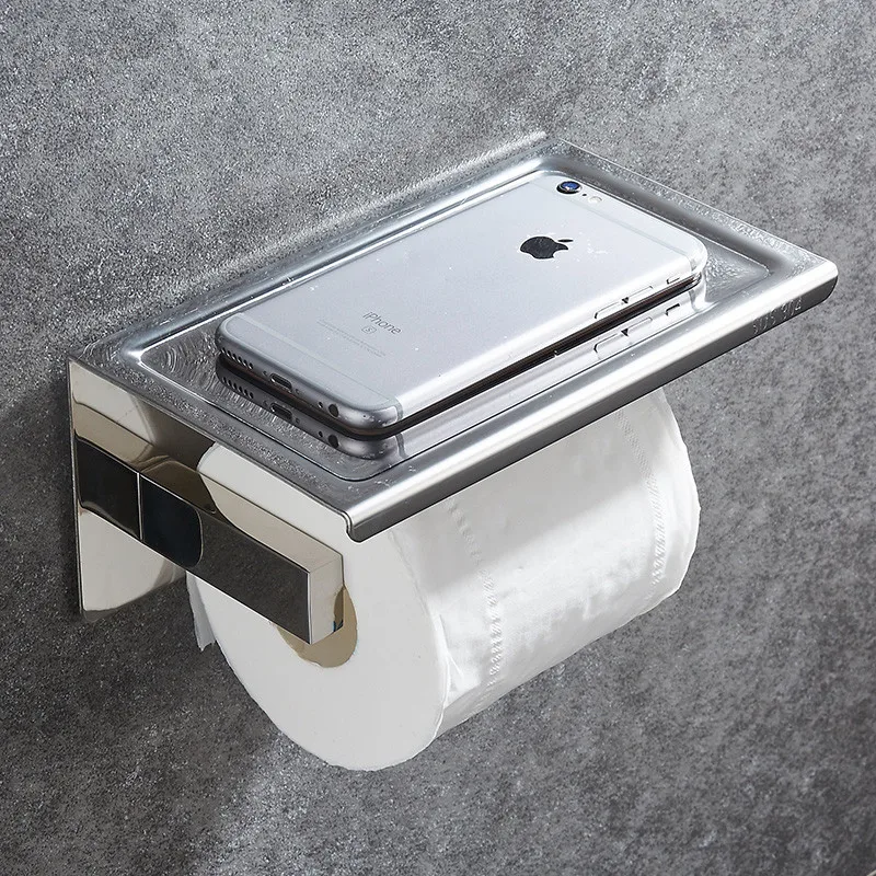 304 Stainless Steel Toilet Paper Holder With Shelf Wall Mounted Toilet Tissue Mobile Phone Roll Holder Bathroom Accessories
304 Stainless Steel Toilet Paper Holder With Shelf Wall Mounted Toilet Tissue Mobile Phone Roll Holder Bathroom Accessories